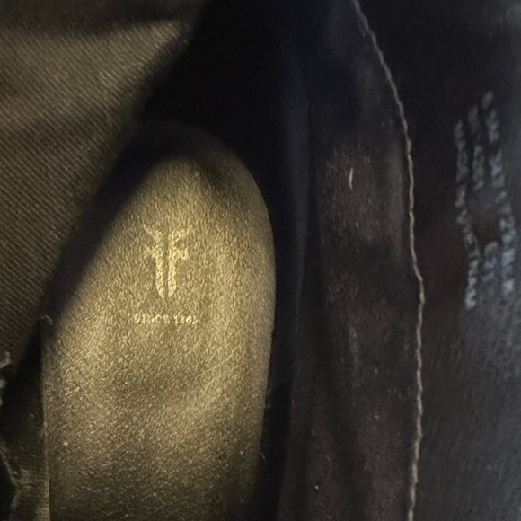 Frye Black Leather Ankle Booties with Stacked Heel - Picture 2 of 5